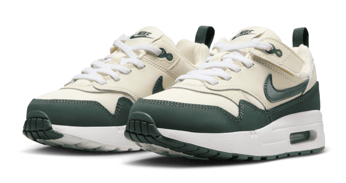 Nike Preschool Air Max 1 EasyOn Pale Ivory/White/Vintage Green