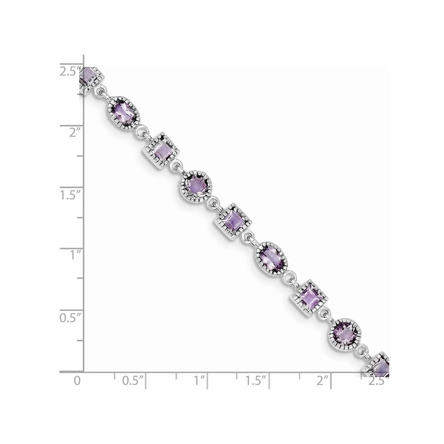 Natural Amethyst Silver Link Bracelet