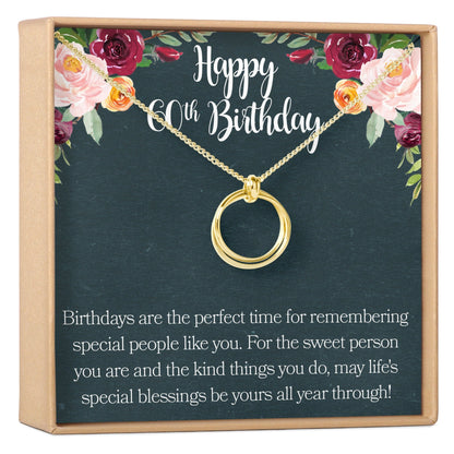 60th Birthday Necklace, Multiple Styles
