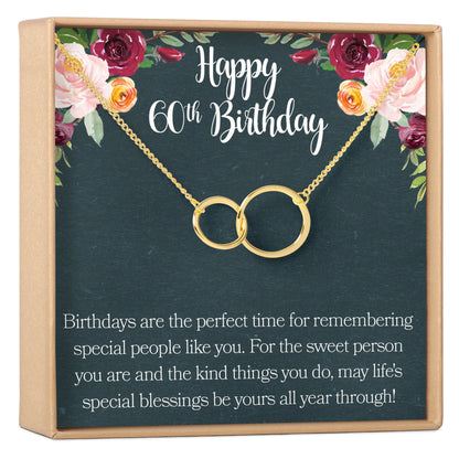 60th Birthday Necklace, Multiple Styles
