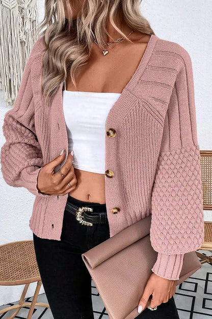 Threaded Pear Khloe Mixed Texture Knit Sweater