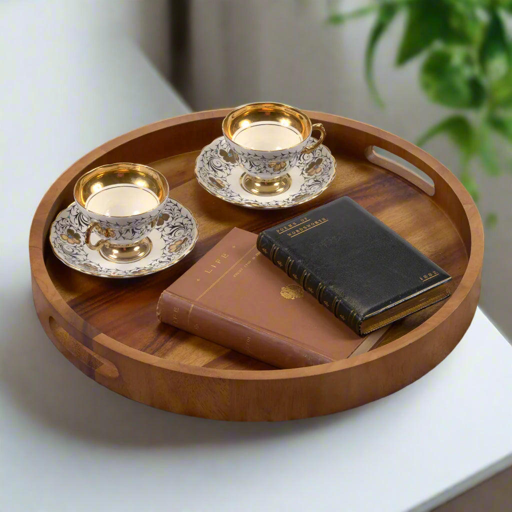Kalmar Home Round Serving Trays - Solid Bottom