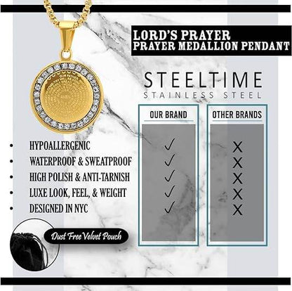 Serenity Prayer Round Pendant With Simulated Diamonds