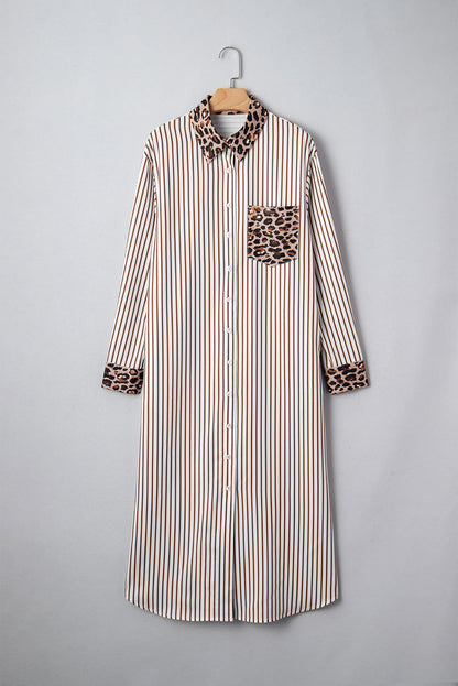 Threaded Pear Caroline Contrast Patchwork Long Shirt Dress