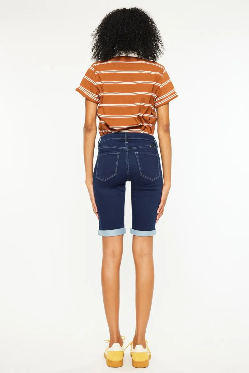 Kancan Mid Rise Bermuda Denim Shorts