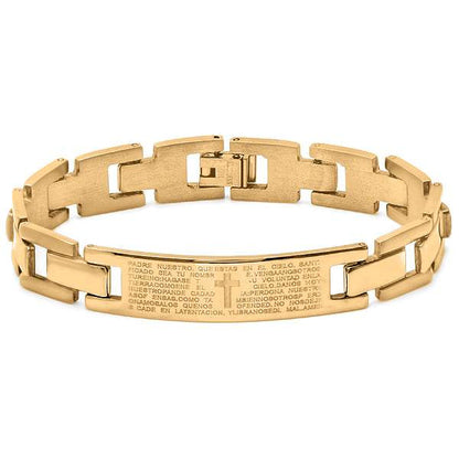 Stainless Steel Id Bracelet With 'Padre Nuestro' Lord'S Prayer