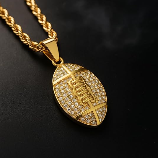 Steeltime 18k Gold Plated Football Necklace