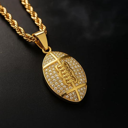 Steeltime 18k Gold Plated Football Necklace