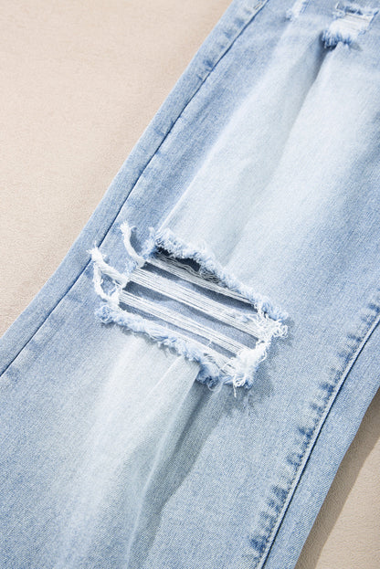 Threaded Pear Saige Wash Distressed Straight Jeans