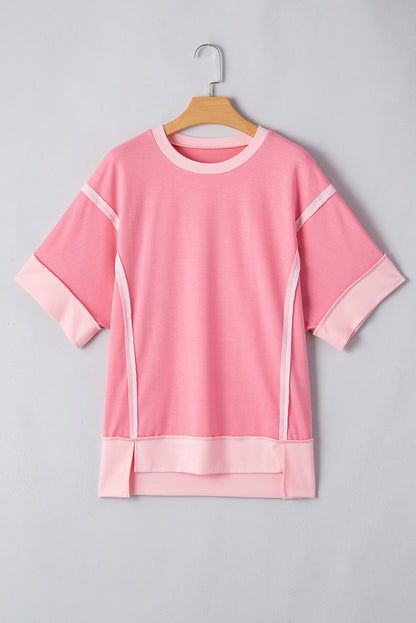 Threaded Pear Katie Raw Seam High Low Side Split Top