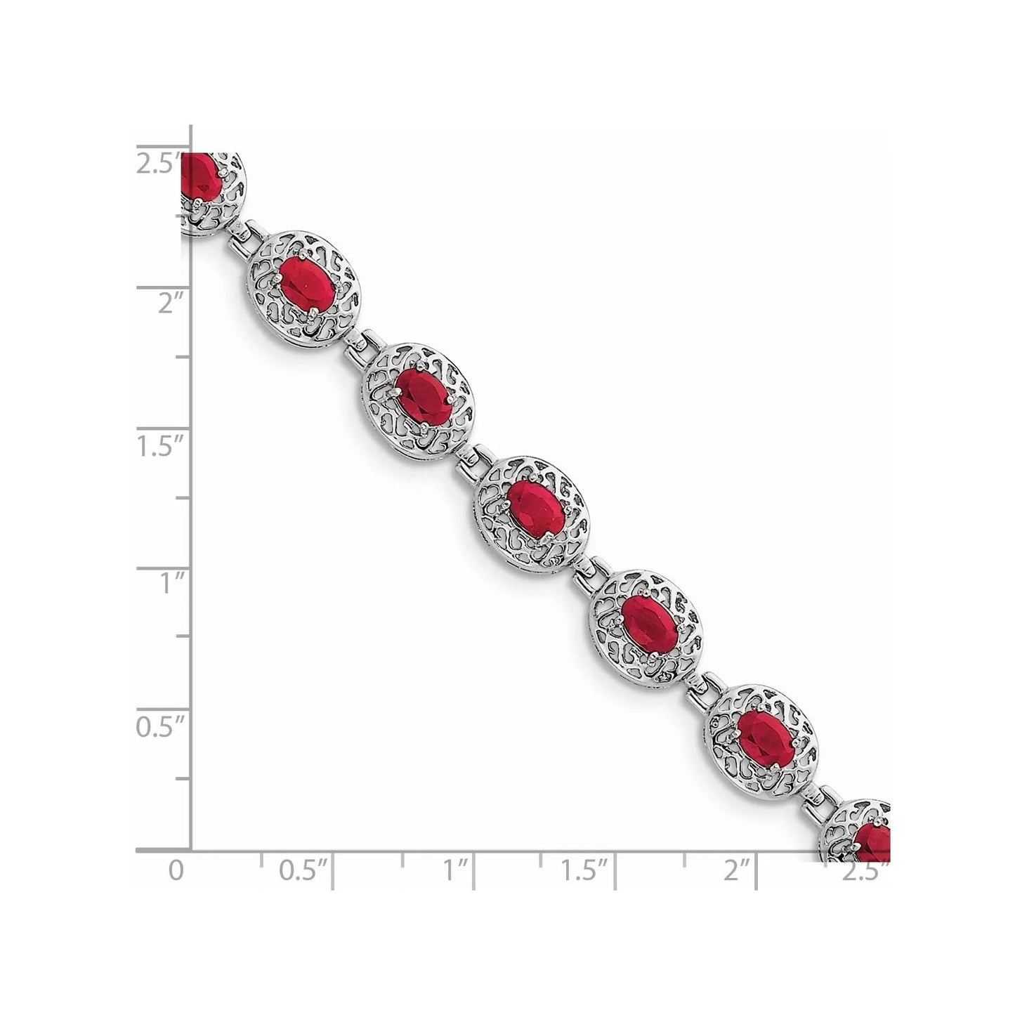 Genuine Red Ruby July Birthstone Silver Bracelet
