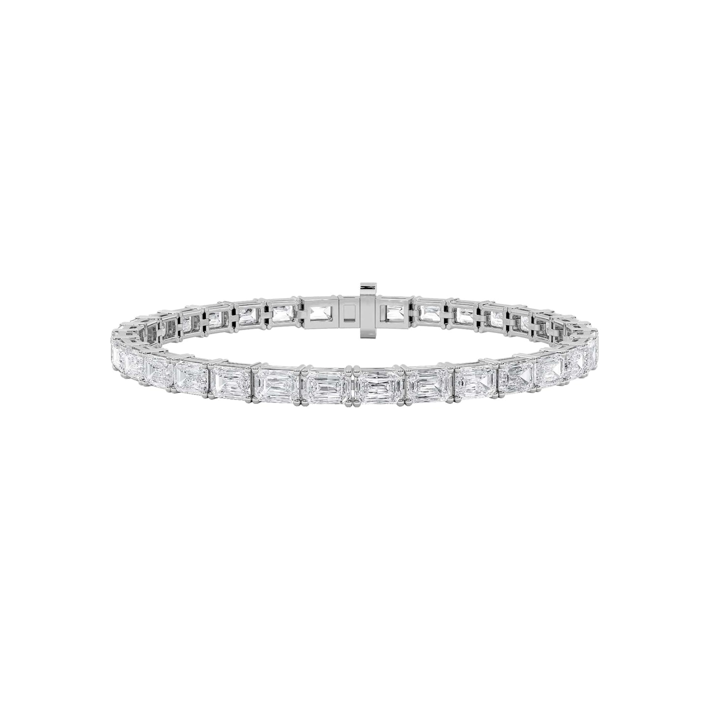 13Cttw Emerald Shaped Lab Grown Diamond (F/VS) Classic Line Bracelet in 14K Gold