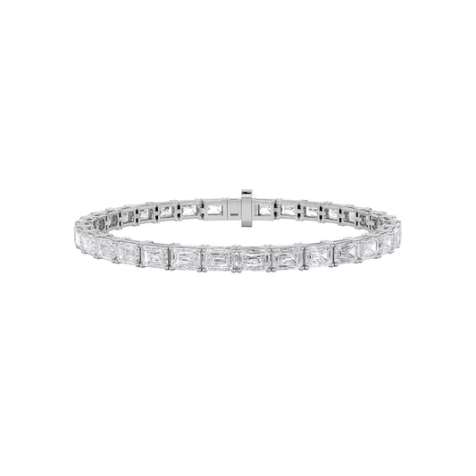 13Cttw Emerald Shaped Lab Grown Diamond (F/VS) Classic Line Bracelet in 14K Gold