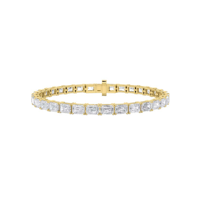 13Cttw Emerald Shaped Lab Grown Diamond (F/VS) Classic Line Bracelet in 14K Gold