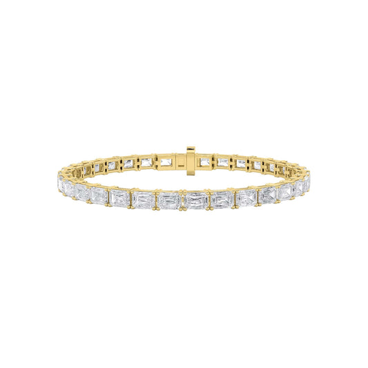13Cttw Emerald Shaped Lab Grown Diamond (F/VS) Classic Line Bracelet in 14K Gold