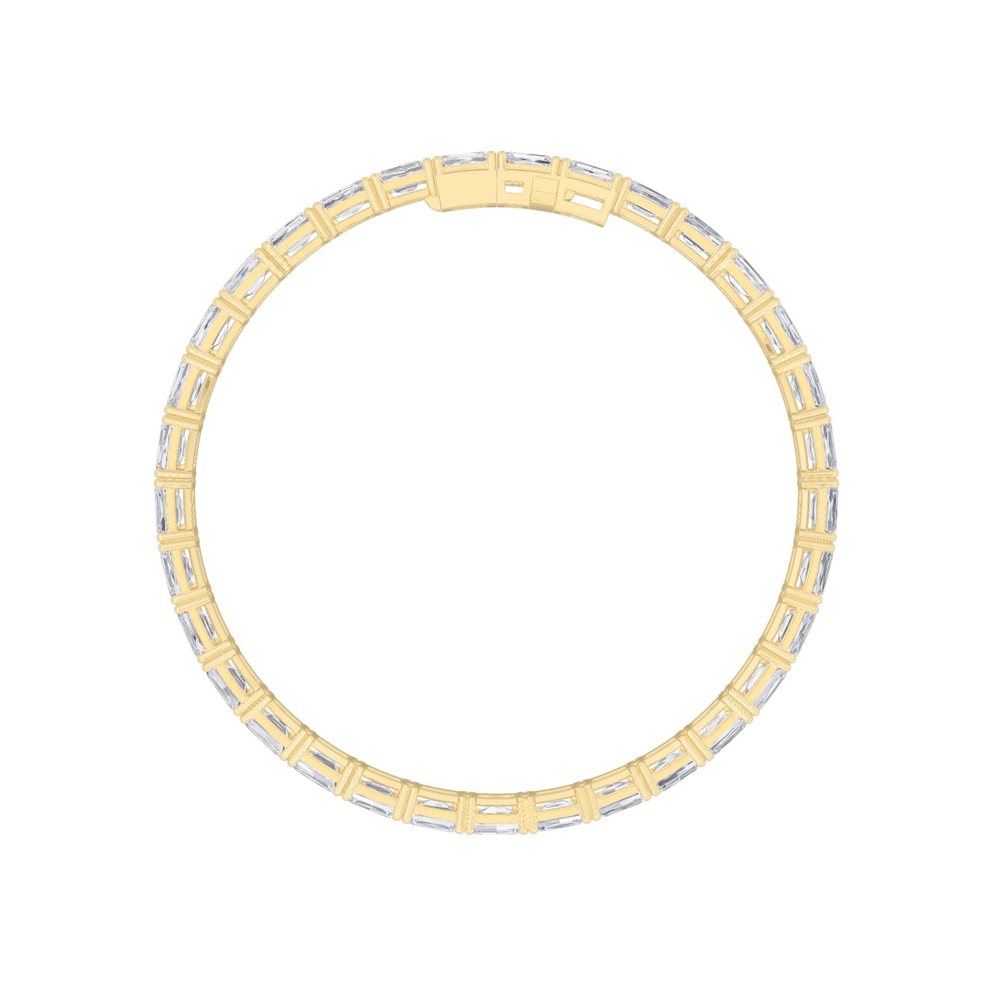 13Cttw Emerald Shaped Lab Grown Diamond (F/VS) Classic Line Bracelet in 14K Gold