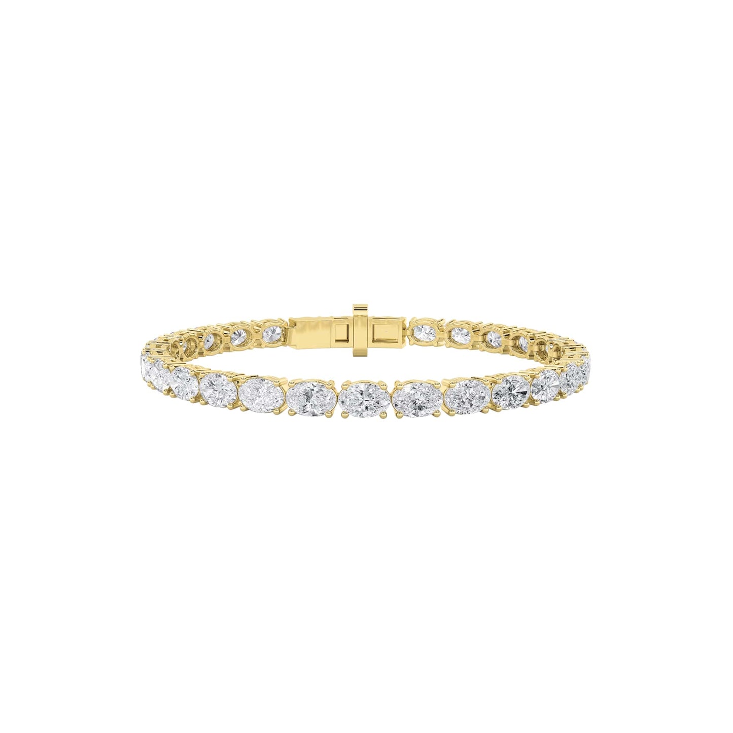 Oval (F/VS) Lab Grown Diamond Prong 14K Yellow Gold Classic Line Tennis Bracelet