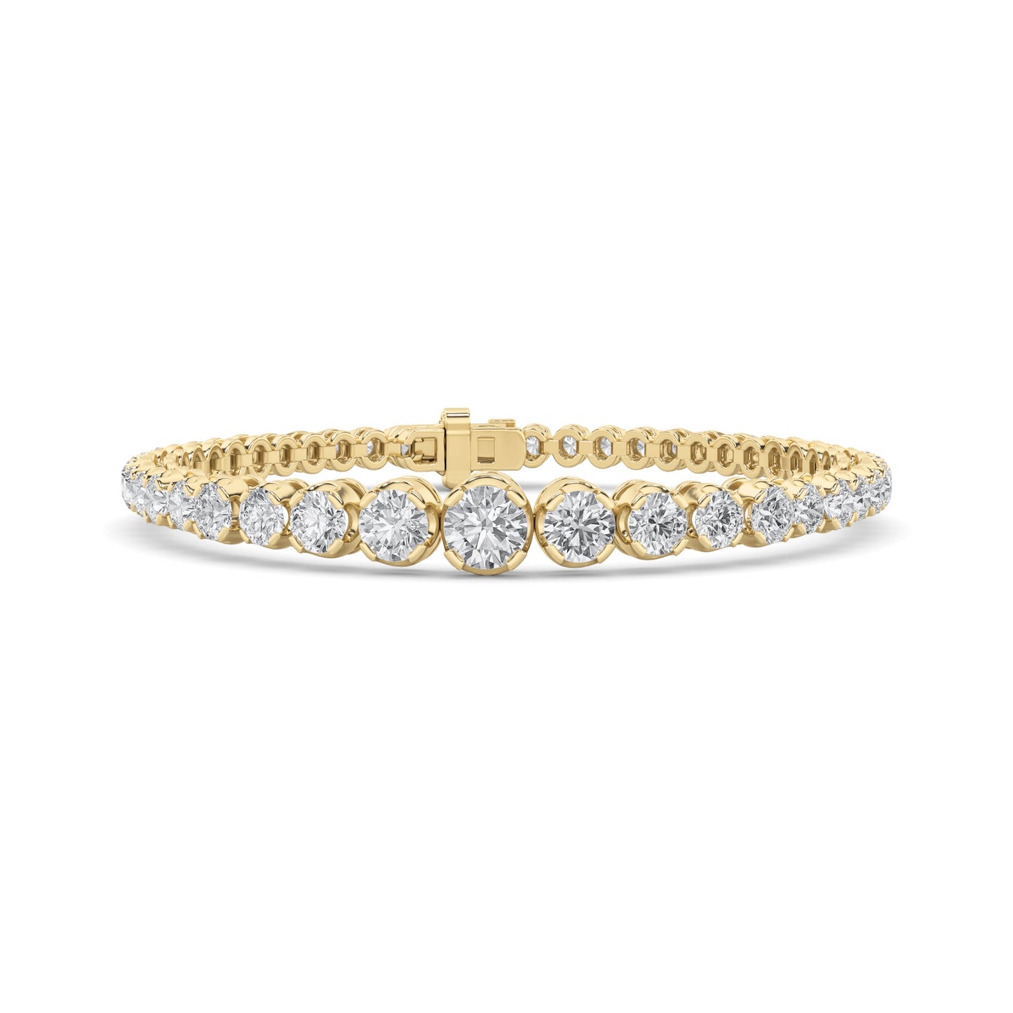5 Ctw Round (F/VS) Lab Grown Diamond Bezel 14K Yellow Gold Graduating Tennis Bracelet