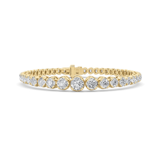 5 Ctw Round (F/VS) Lab Grown Diamond Bezel 14K Yellow Gold Graduating Tennis Bracelet