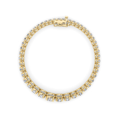 5 Ctw Round (F/VS) Lab Grown Diamond Bezel 14K Yellow Gold Graduating Tennis Bracelet