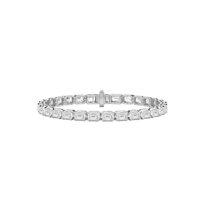 Emerald (F/VS) Lab Grown Diamond Bezel 14K White Gold Tennis Bracelet