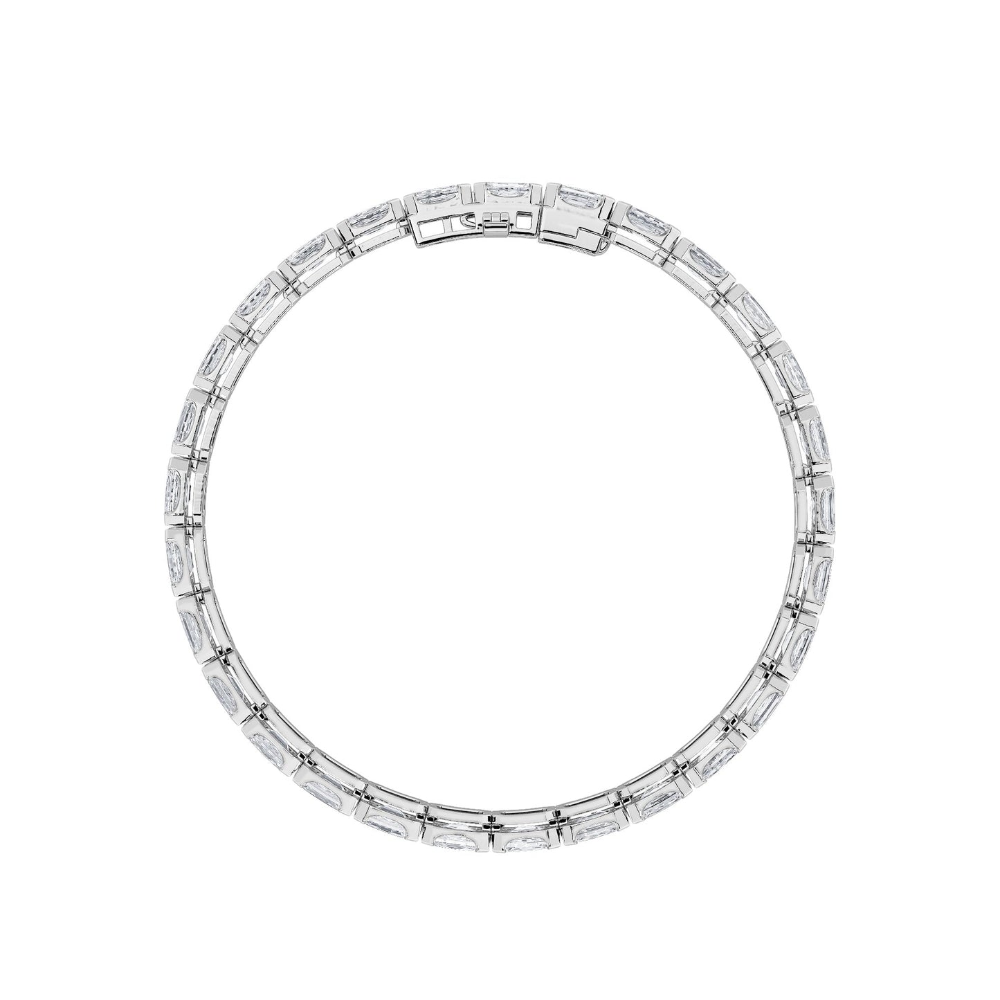 Emerald (F/VS) Lab Grown Diamond Bezel 14K White Gold Tennis Bracelet