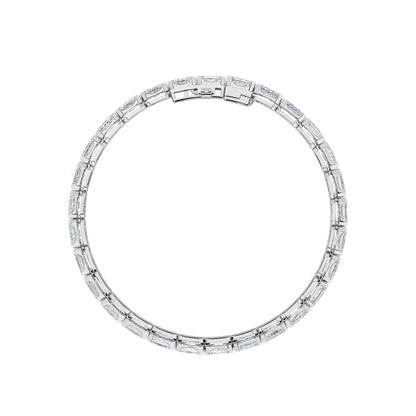 Emerald (F/VS) Lab Grown Diamond Bezel 14K White Gold Tennis Bracelet