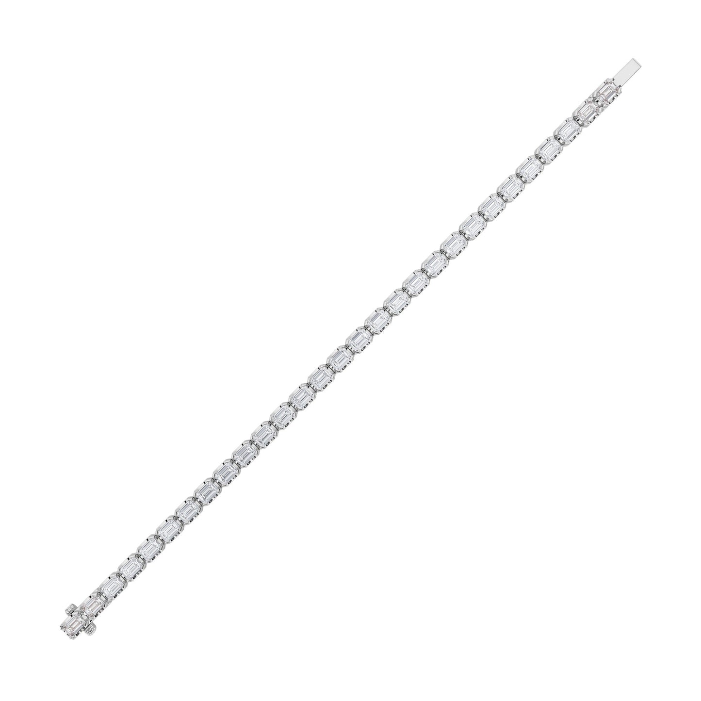 Emerald (F/VS) Lab Grown Diamond Bezel 14K White Gold Tennis Bracelet