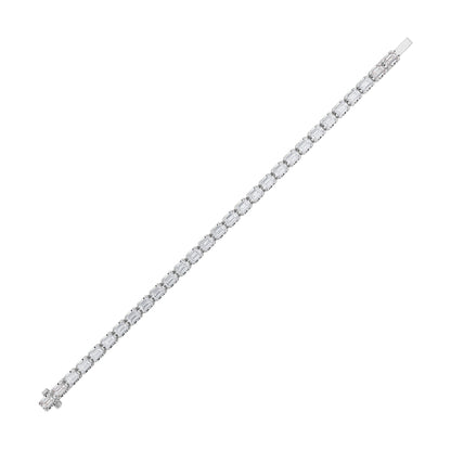 Emerald (F/VS) Lab Grown Diamond Bezel 14K White Gold Tennis Bracelet