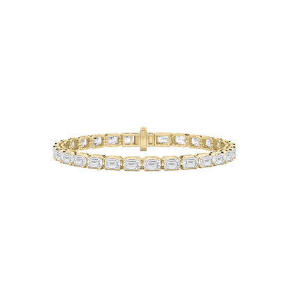 Emerald (F/VS) Lab Grown Diamond Bezel 14K Yellow Gold Tennis Bracelet