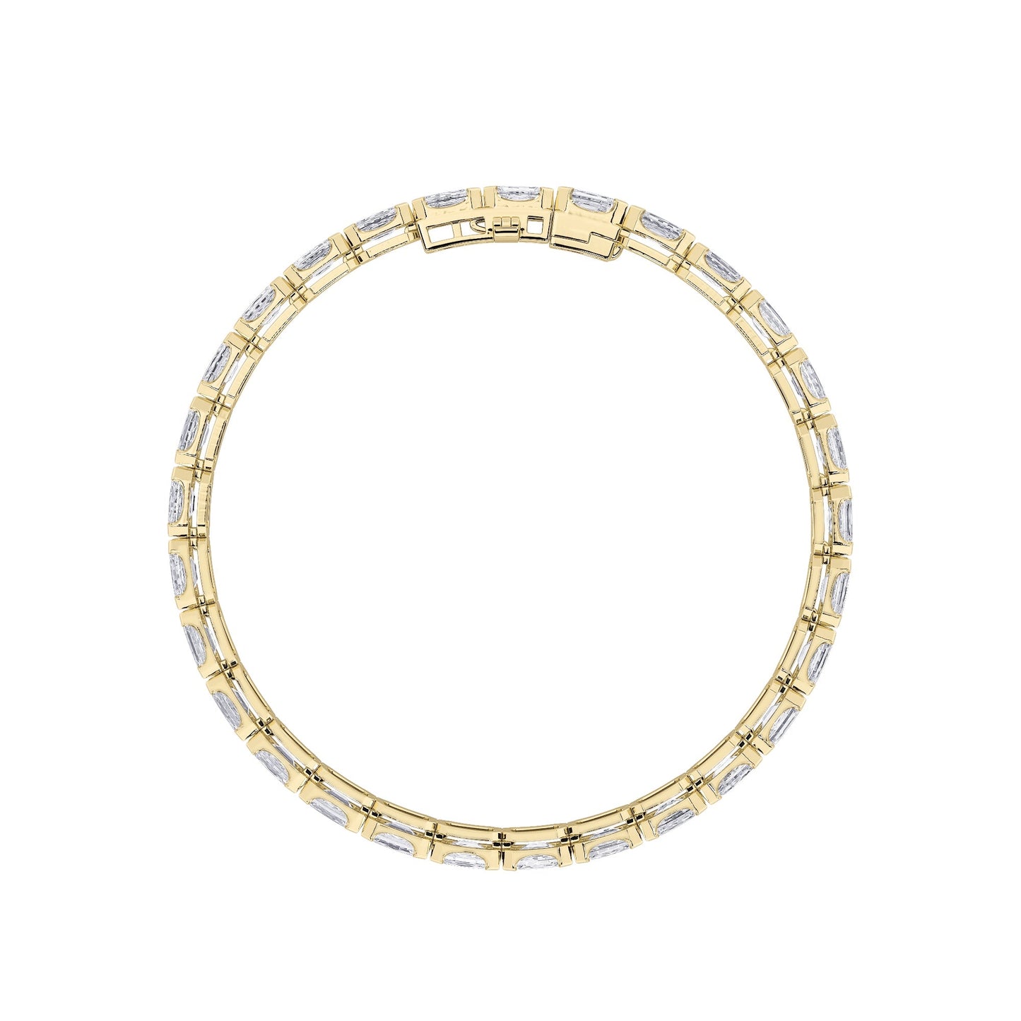 Emerald (F/VS) Lab Grown Diamond Bezel 14K Yellow Gold Tennis Bracelet