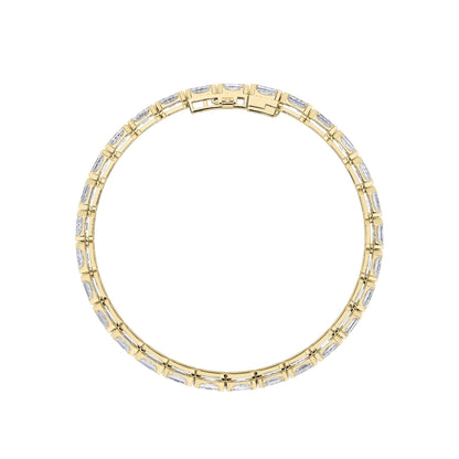 Emerald (F/VS) Lab Grown Diamond Bezel 14K Yellow Gold Tennis Bracelet