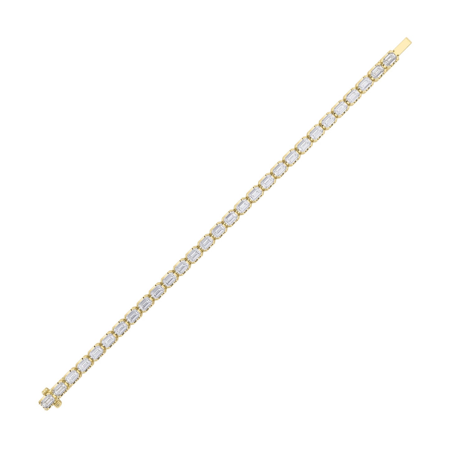 Emerald (F/VS) Lab Grown Diamond Bezel 14K Yellow Gold Tennis Bracelet