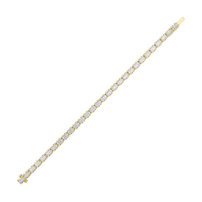Emerald (F/VS) Lab Grown Diamond Bezel 14K Yellow Gold Tennis Bracelet