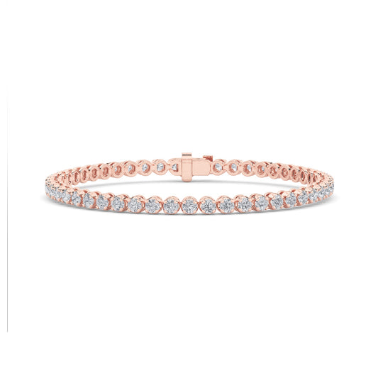 Round Shaped Lab Grown Diamond (F/VS) Tennis Bracelet in 14K Gold