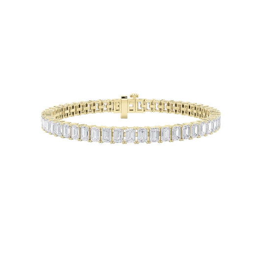 Emerald Shaped Lab Grown Diamond (F/VS) East West Line Bracelet in 14K Gold