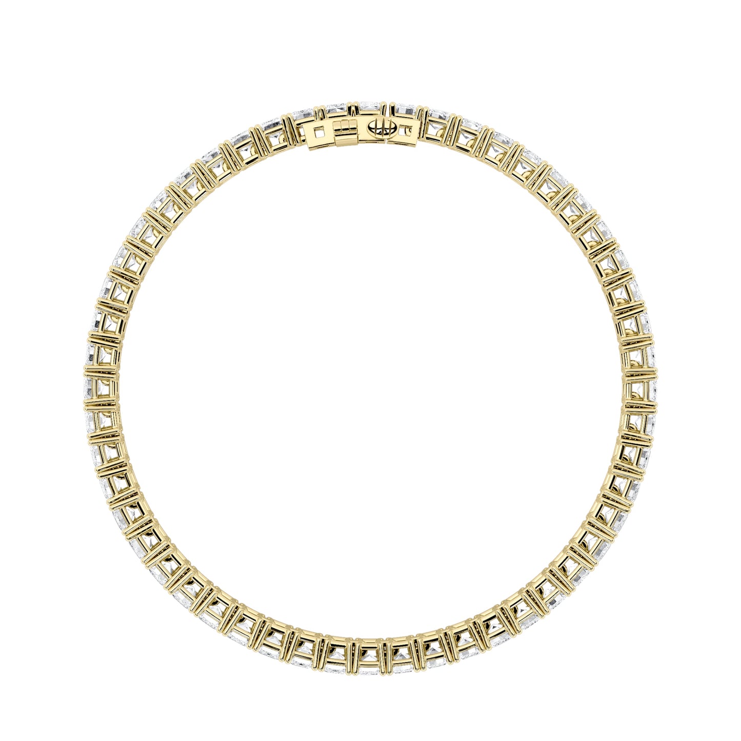 Emerald Shaped Lab Grown Diamond (F/VS) East West Line Bracelet in 14K Gold