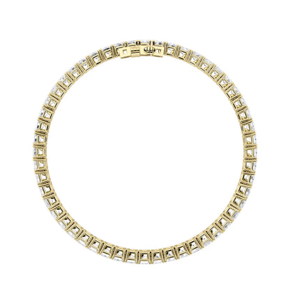 Emerald Shaped Lab Grown Diamond (F/VS) East West Line Bracelet in 14K Gold