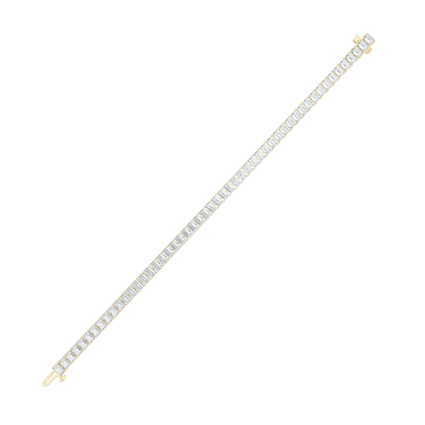 Emerald Shaped Lab Grown Diamond (F/VS) East West Line Bracelet in 14K Gold