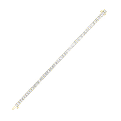 Emerald Shaped Lab Grown Diamond (F/VS) East West Line Bracelet in 14K Gold