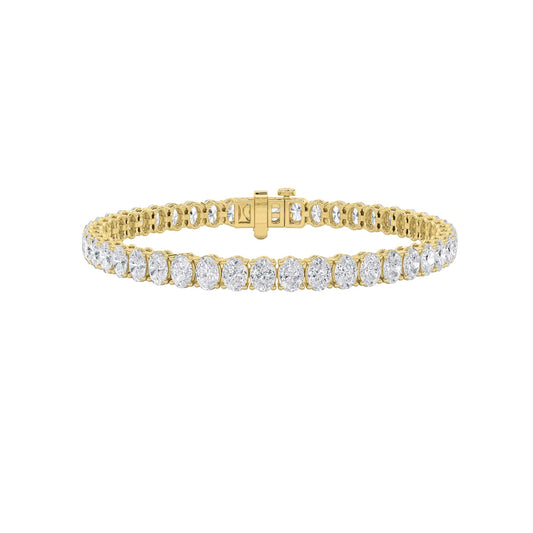 Oval Shaped Lab Grown Diamond East West Line Bracelet in 14K Gold