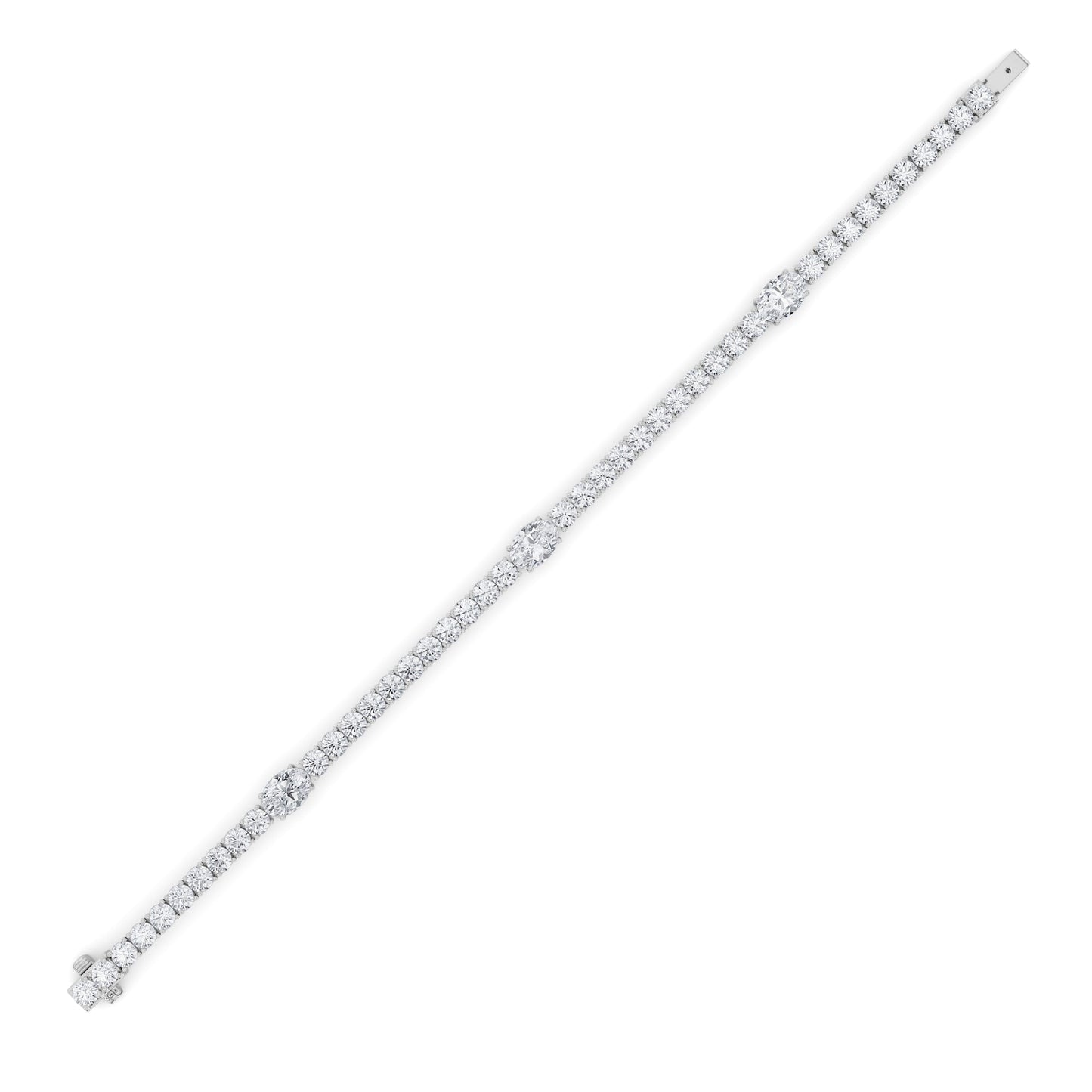 10Cttw Oval Lab Grown Diamond (F/VS) East West Station Bracelet in 14K White Gold