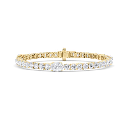 10Cttw Oval Shaped Lab Grown Diamond (F/VS) East West Station Bracelet in 14K Yellow Gold