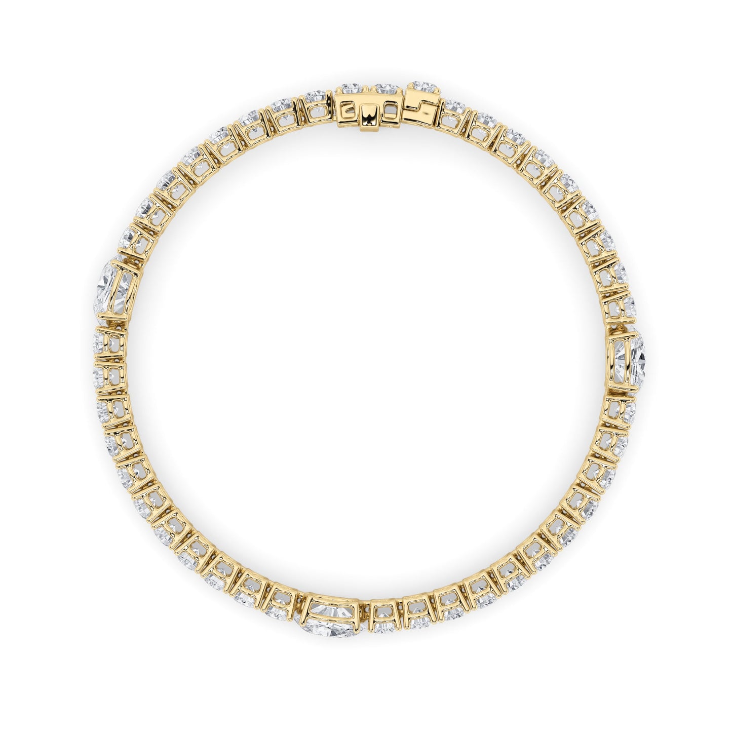 10Cttw Oval Shaped Lab Grown Diamond (F/VS) East West Station Bracelet in 14K Yellow Gold