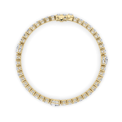 10Cttw Oval Shaped Lab Grown Diamond (F/VS) East West Station Bracelet in 14K Yellow Gold