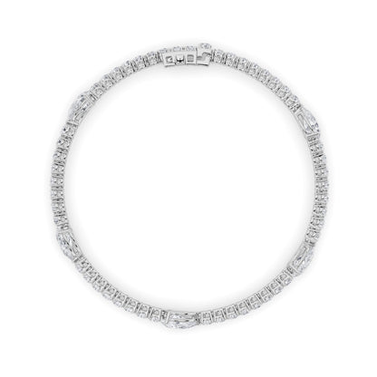 6Cttw Pear Shaped Lab Grown Diamond (F/VS) East West Station Bracelet in 14K Gold