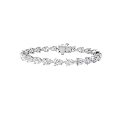 Pear (F/VS) Lab Grown Diamond Prong 14K White Gold Fancy Line Tennis Bracelet