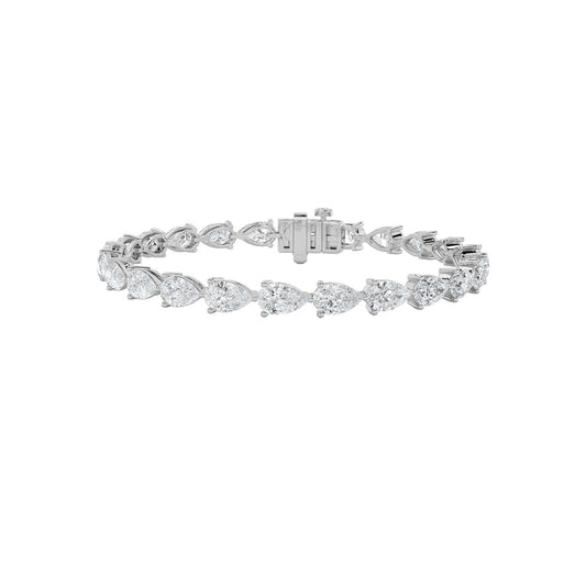 Pear (F/VS) Lab Grown Diamond Prong 14K White Gold Fancy Line Tennis Bracelet