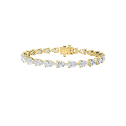 Pear (F/VS) Lab Grown Diamond Prong 14K Yellow Gold Fancy Line Tennis Bracelet