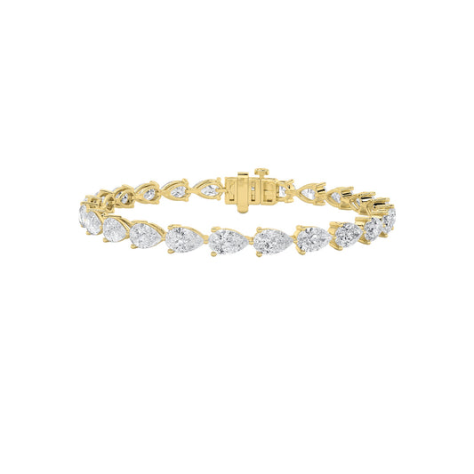 Pear (F/VS) Lab Grown Diamond Prong 14K Yellow Gold Fancy Line Tennis Bracelet